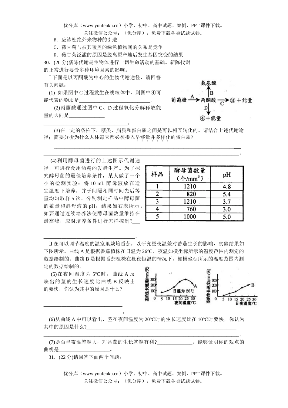 高中三年级生物08届理综第三次诊断性考试卷_第2页