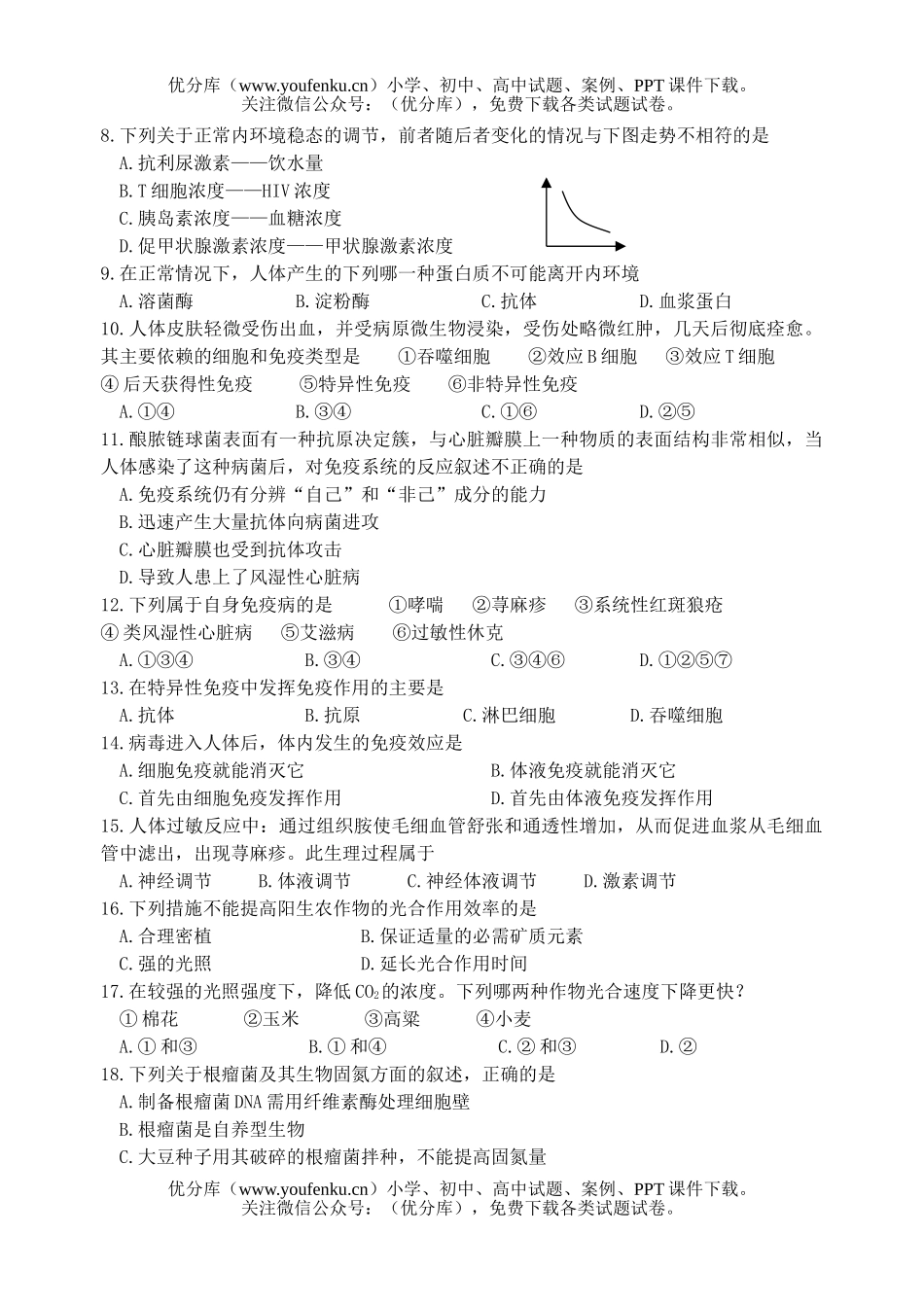 高中三年级生物08届高第一次综合检测试卷_第2页