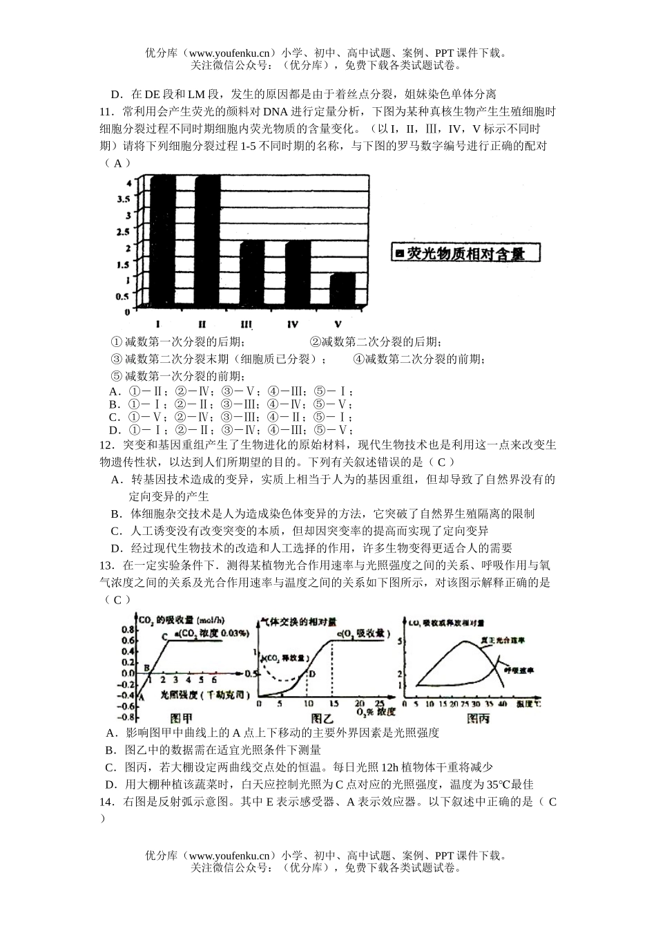 高中三年级生物08届模模拟考试3试卷_第3页