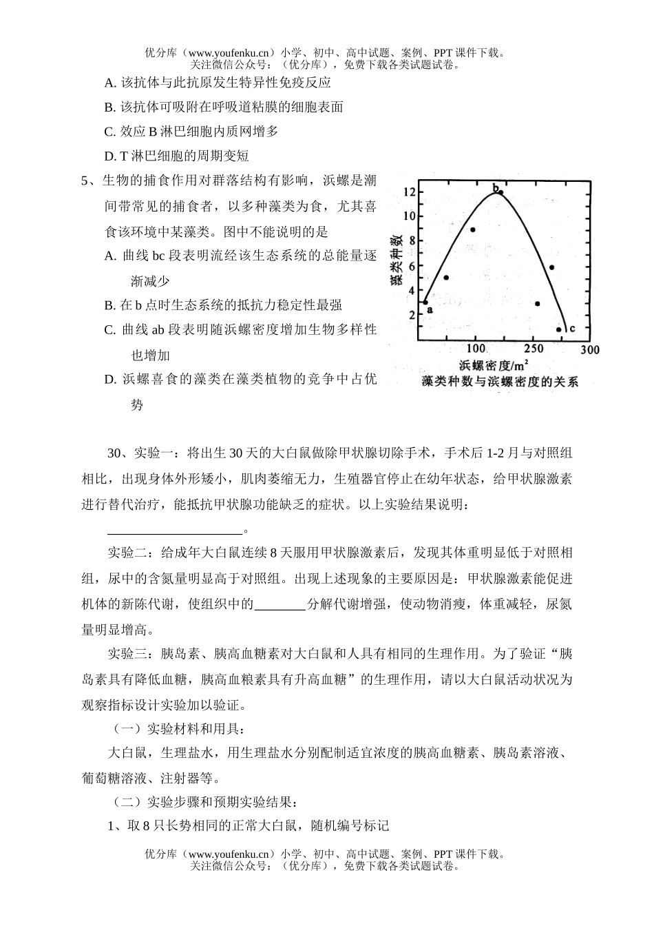 高中三年级生物08届高五月调研测试理综试卷_第2页