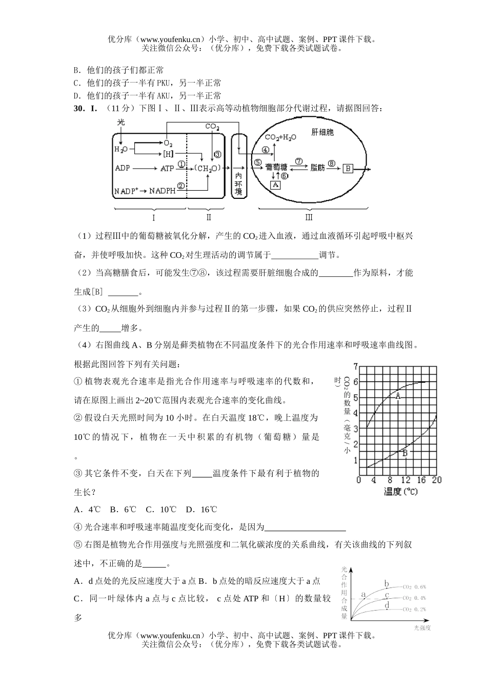 高中三年级生物二月月考试卷_第2页
