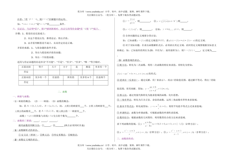 高考数学08届高考基础知识结论复习测试卷_第2页