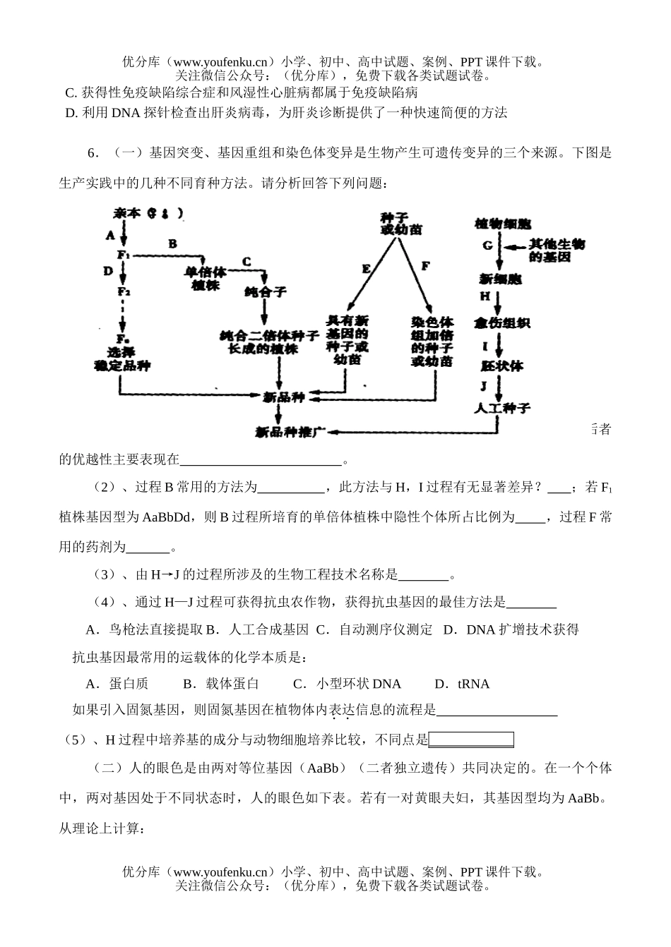 高中三年级生物强化训练4试卷_第2页