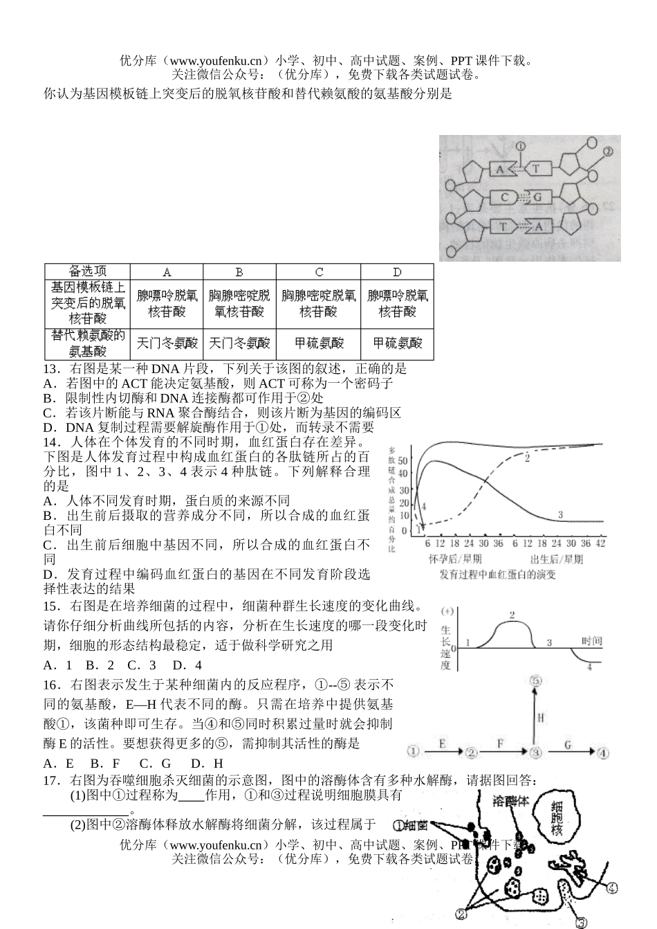 高中三年级生物尖子生辅导11试卷_第2页