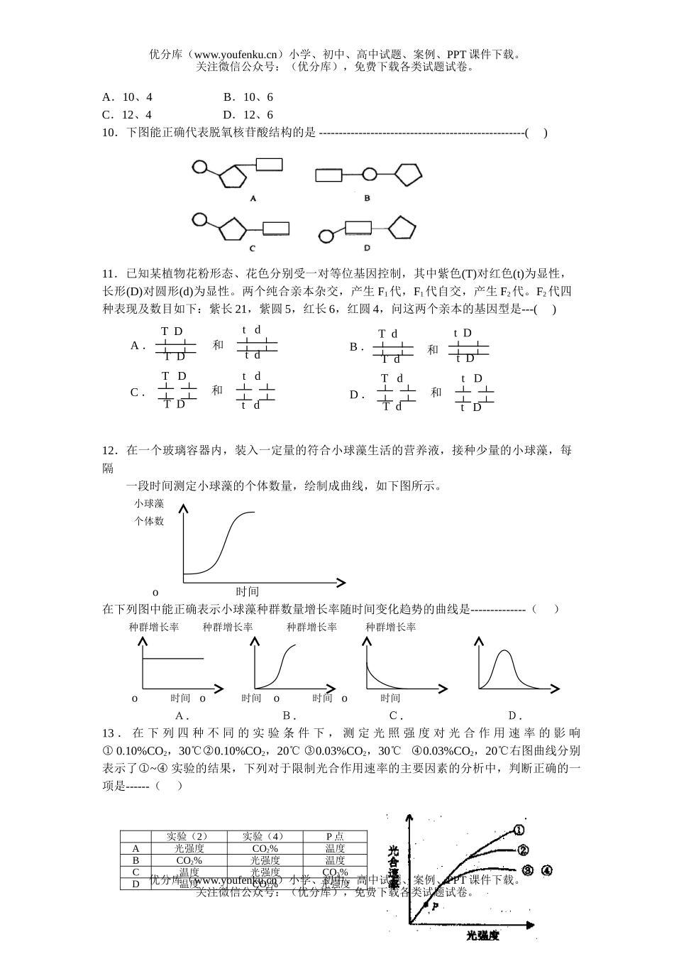 高中三年级生物四校质量调研试卷_第1页
