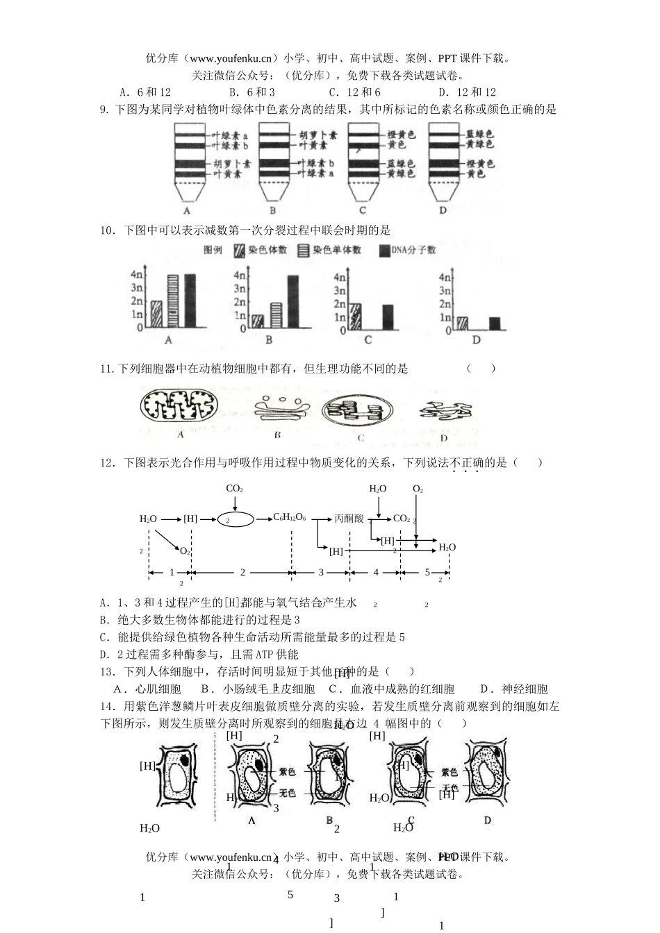 高中三年级生物第一学期第二次月考试卷_第2页