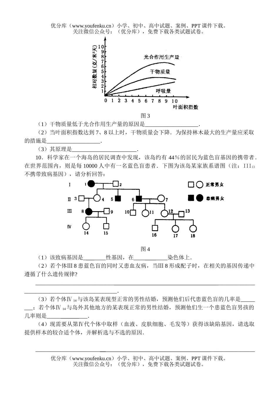 高中三年级生物强化训练16试卷_第3页