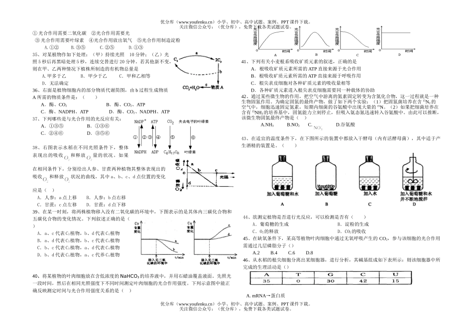 高中三年级生物月考测试卷_第3页