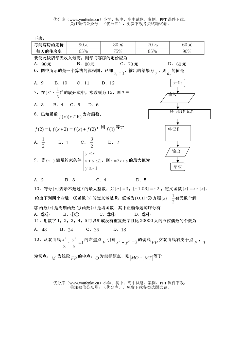 高考数学08年高考理科教学第一次统一质量检测试卷_第2页