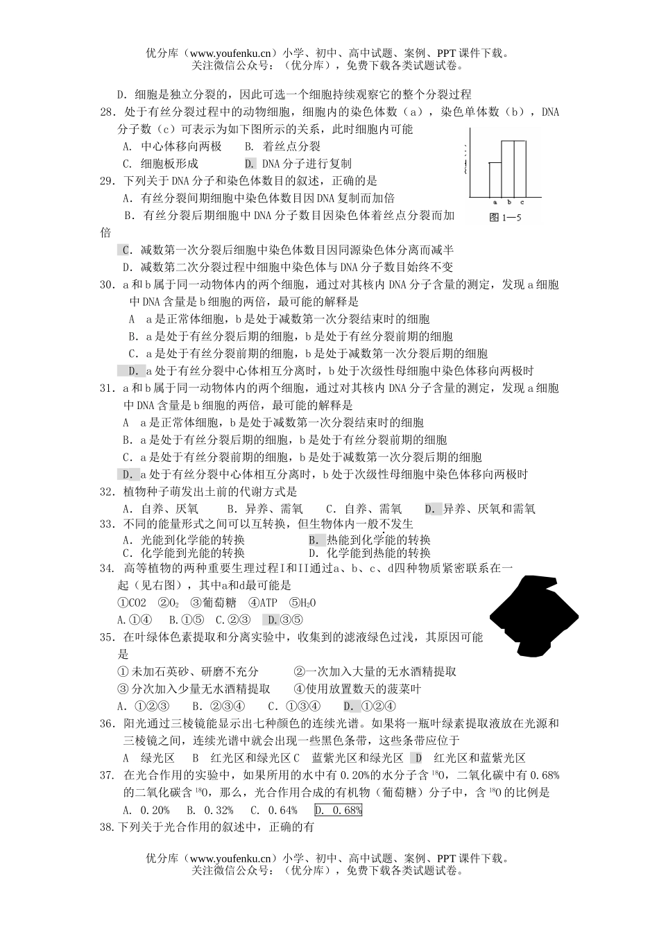 高中三年级生物易错选择题四试卷_第3页