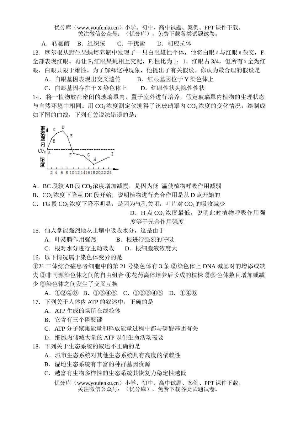 高中三年级生物08届错题训练5试卷_第3页