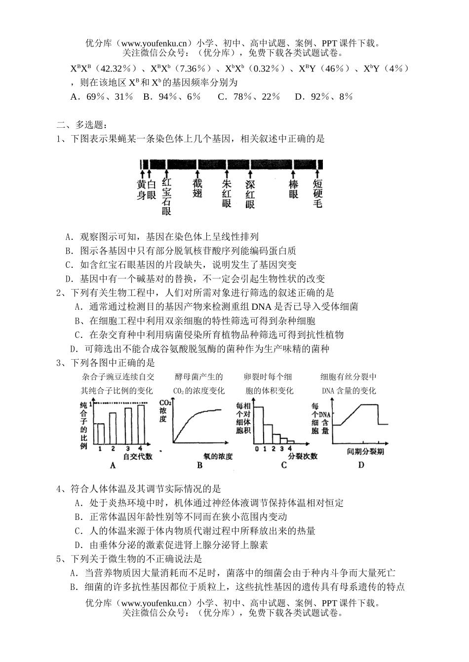 高中三年级生物08届错题训练4试卷_第3页