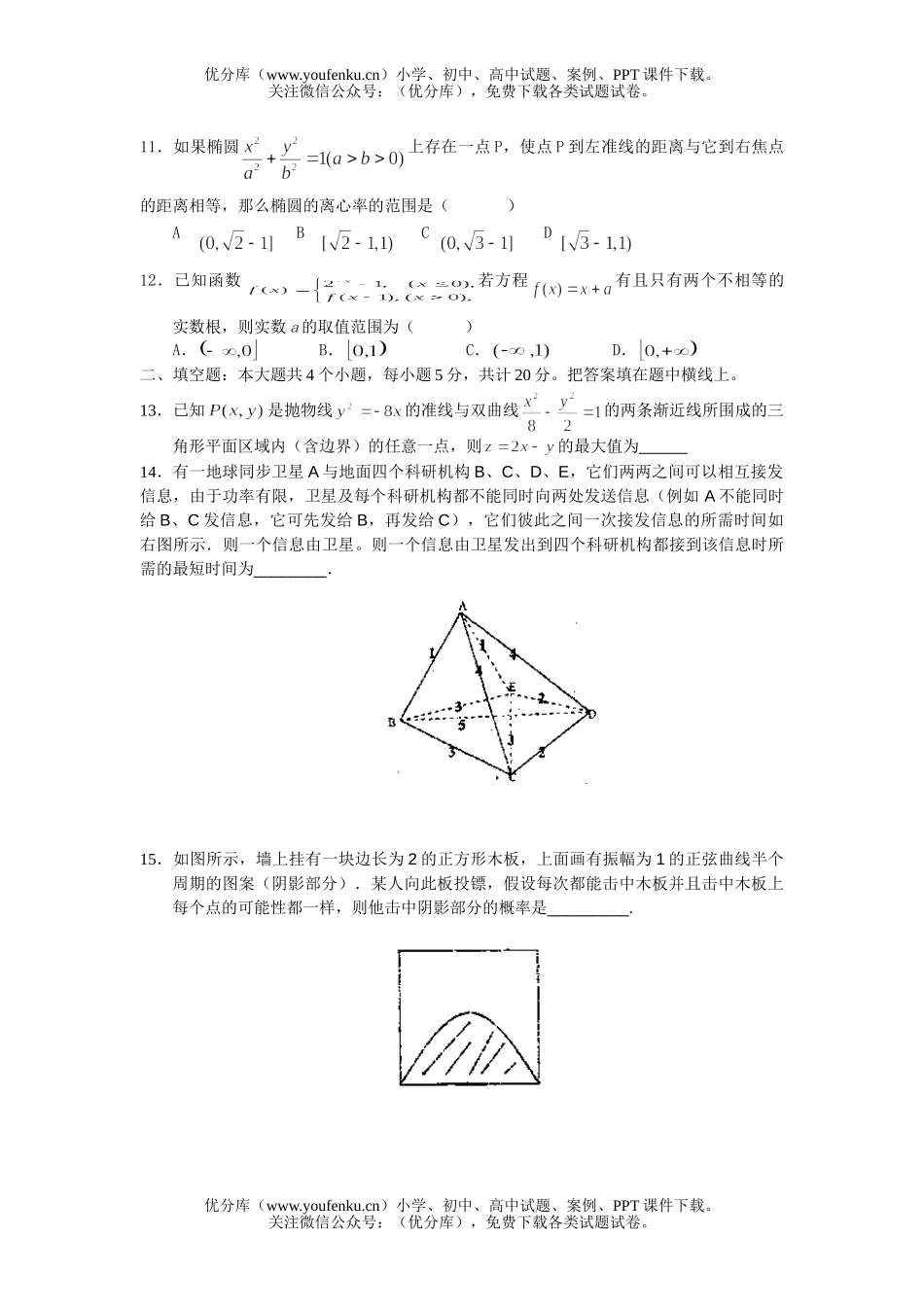 高考数学08高考理科模拟三试卷_第2页