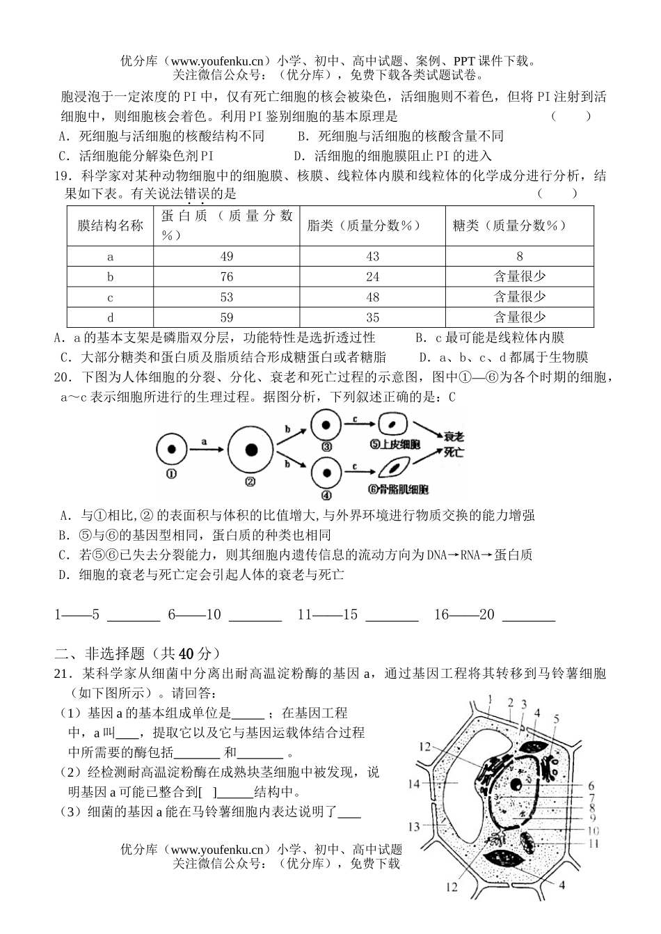 高中三年级生物08届单元测试卷_第3页