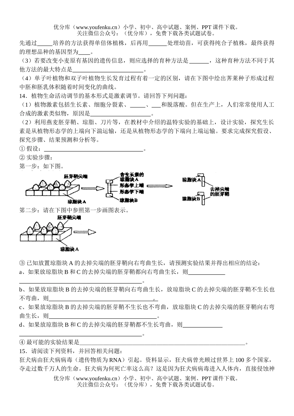 高中三年级生物尖子生辅导21试卷_第3页