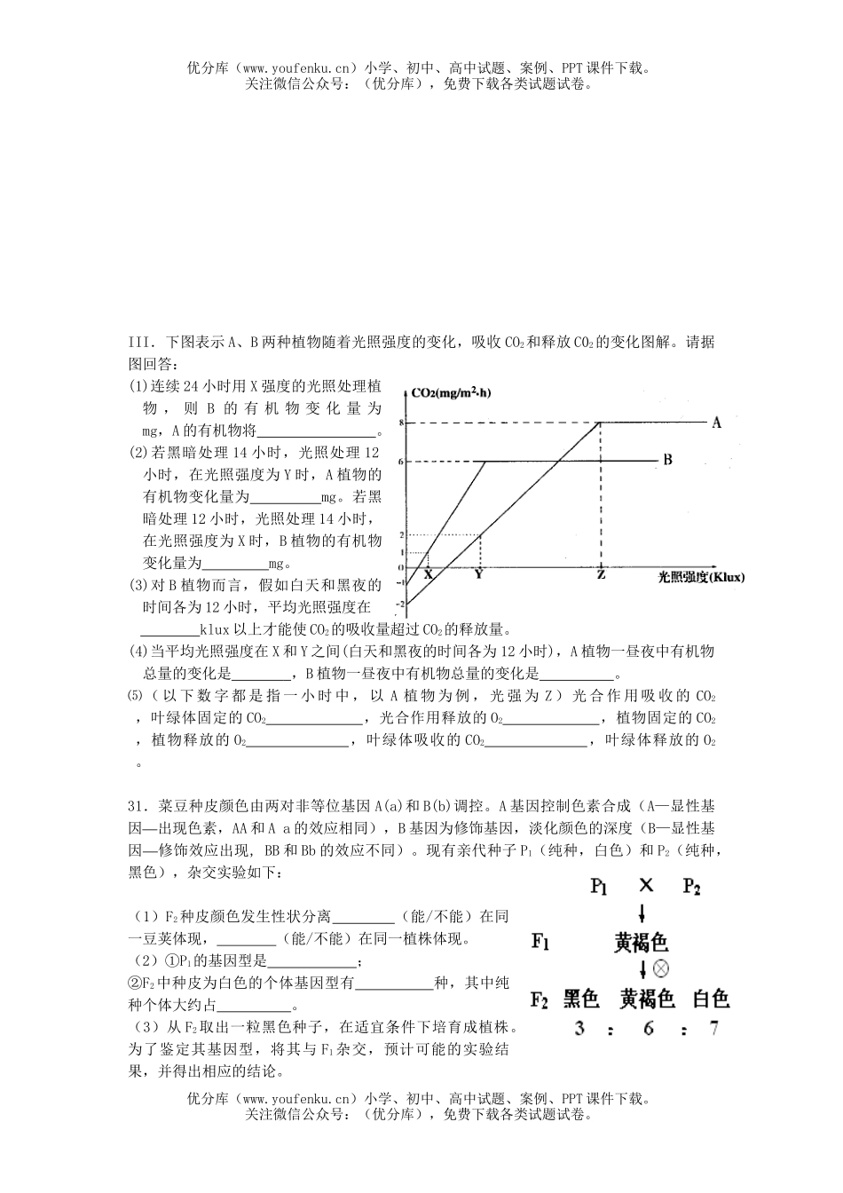 高中三年级生物08届班限时训练题5试卷_第3页