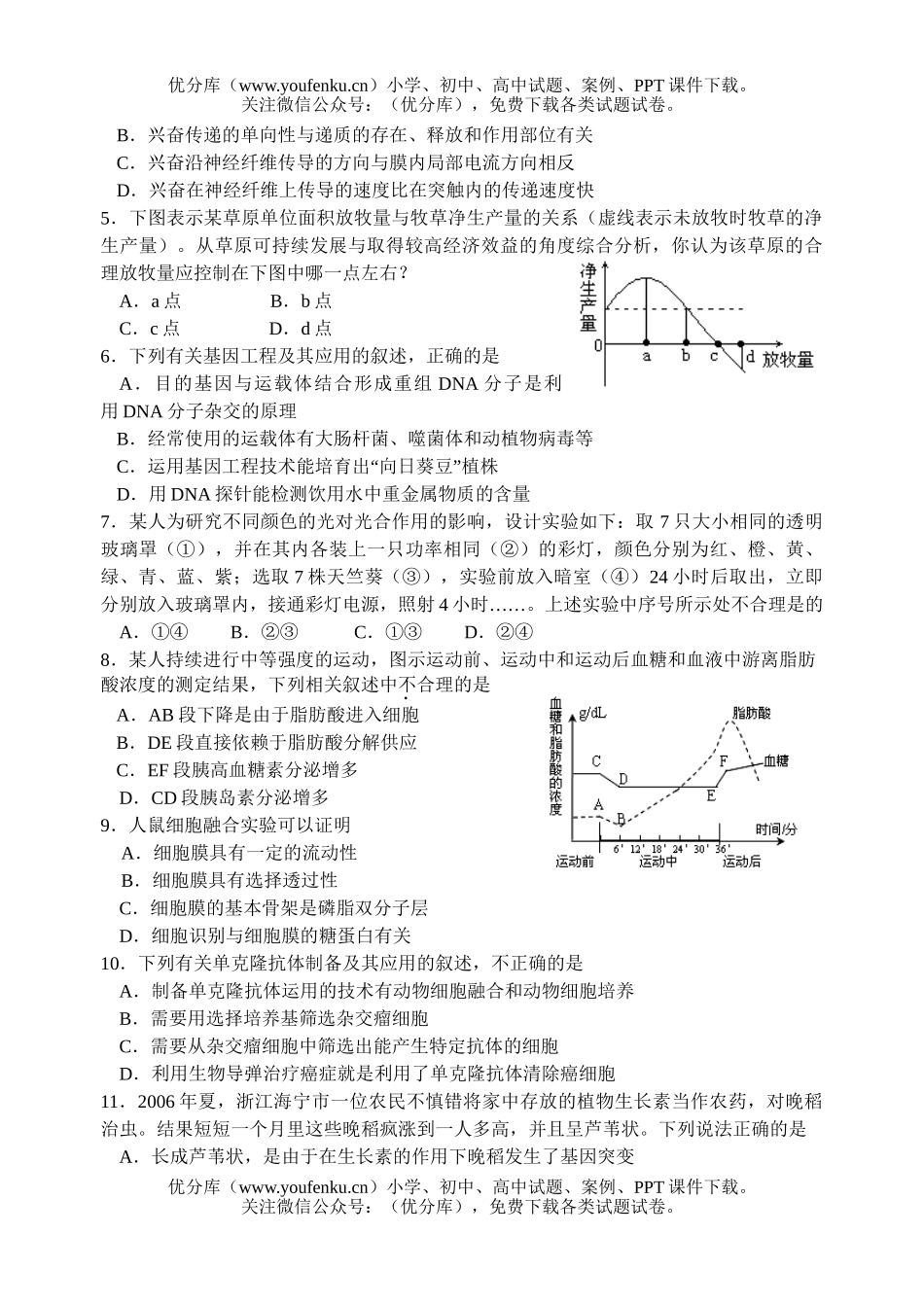 高中三年级生物模拟7试卷_第2页