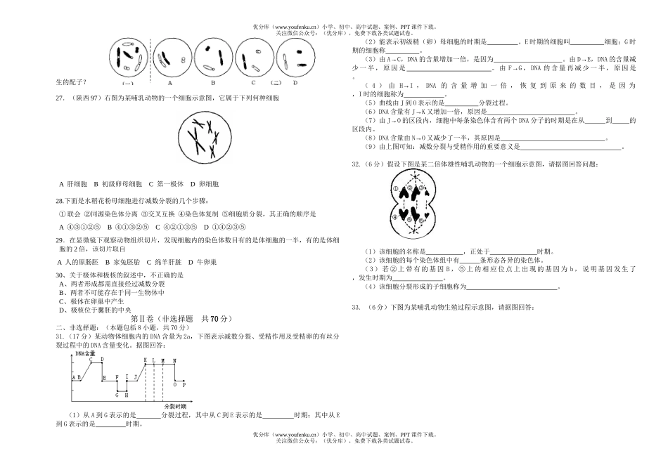 高中三年级生物08届的生殖和发育测试卷_第3页