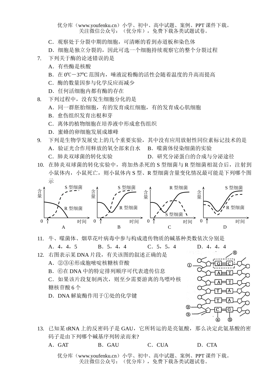 高中三年级生物第一轮复习调研测试9试卷_第2页