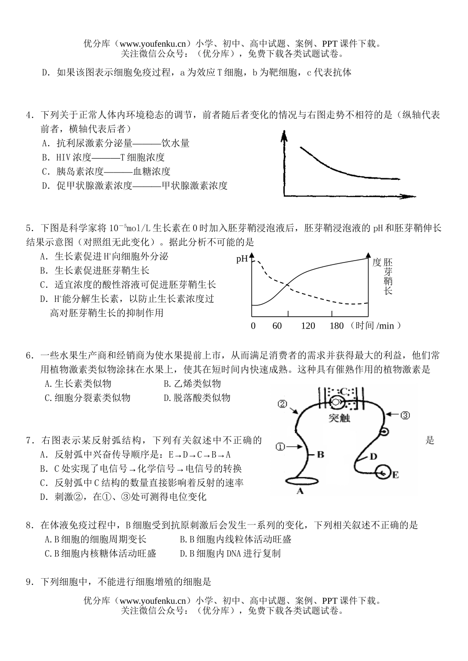 高中三年级生物第一学期调研测试卷_第2页