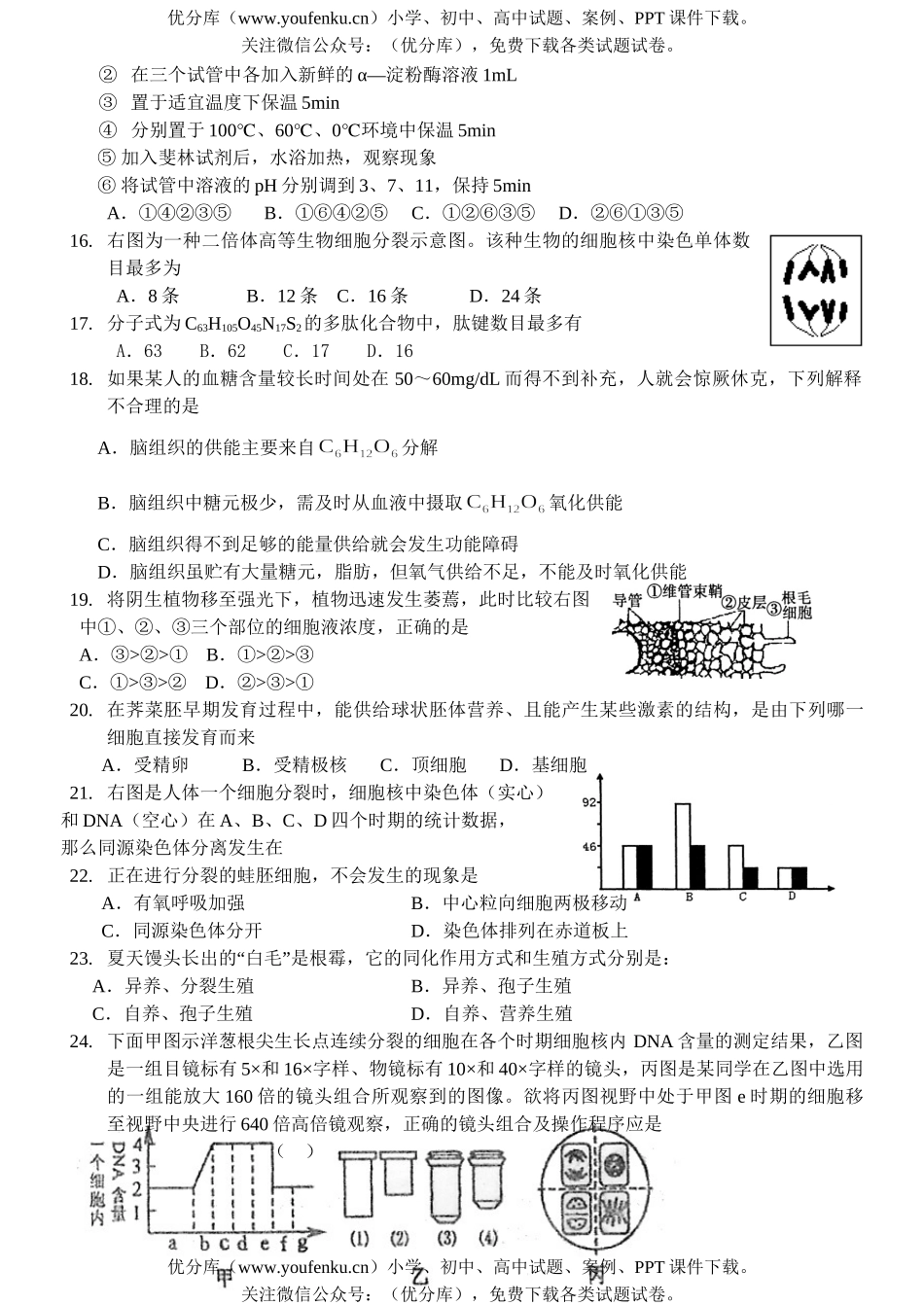 高中三年级生物08年第一次联考试卷_第3页