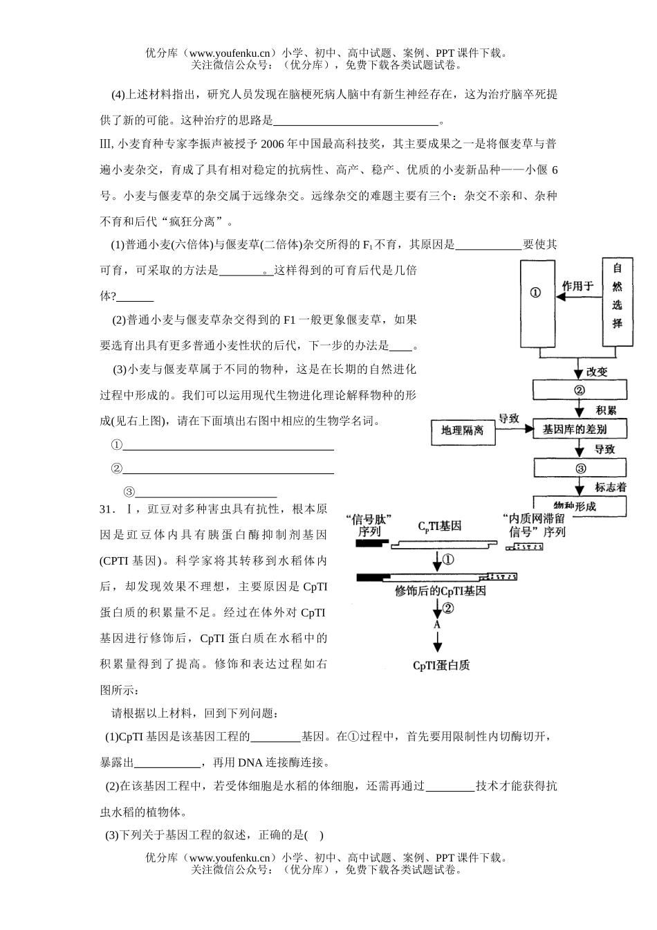 高中三年级生物08级高考调研测试九试卷_第3页