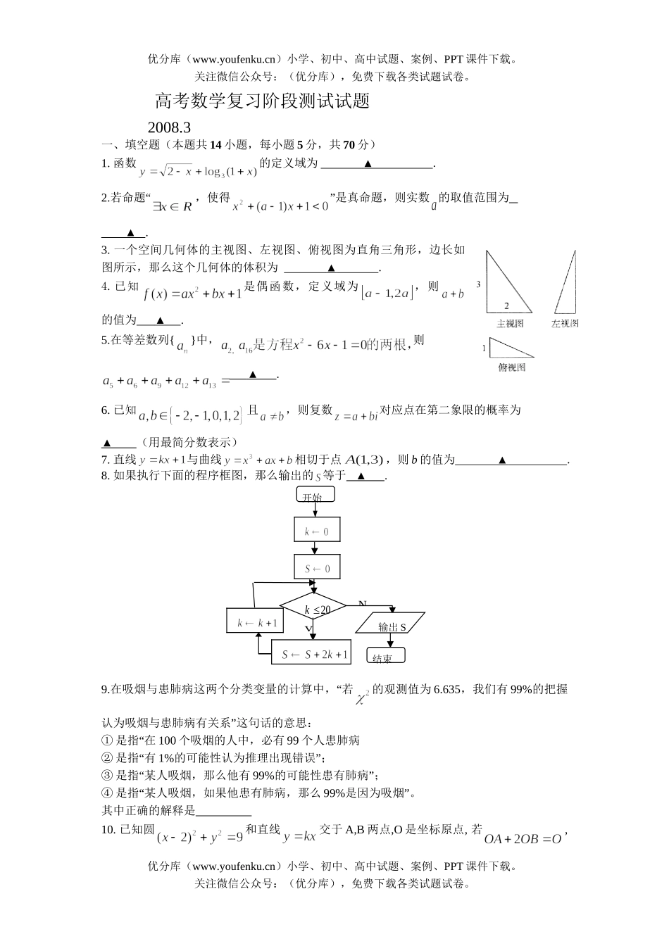 高考数学08高考复习阶段测试卷_第1页