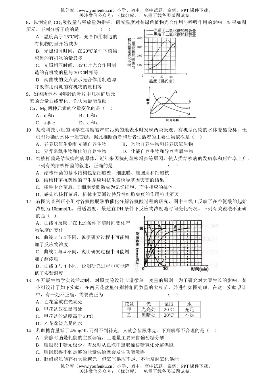 高中三年级生物上册第三次月考试卷_第2页