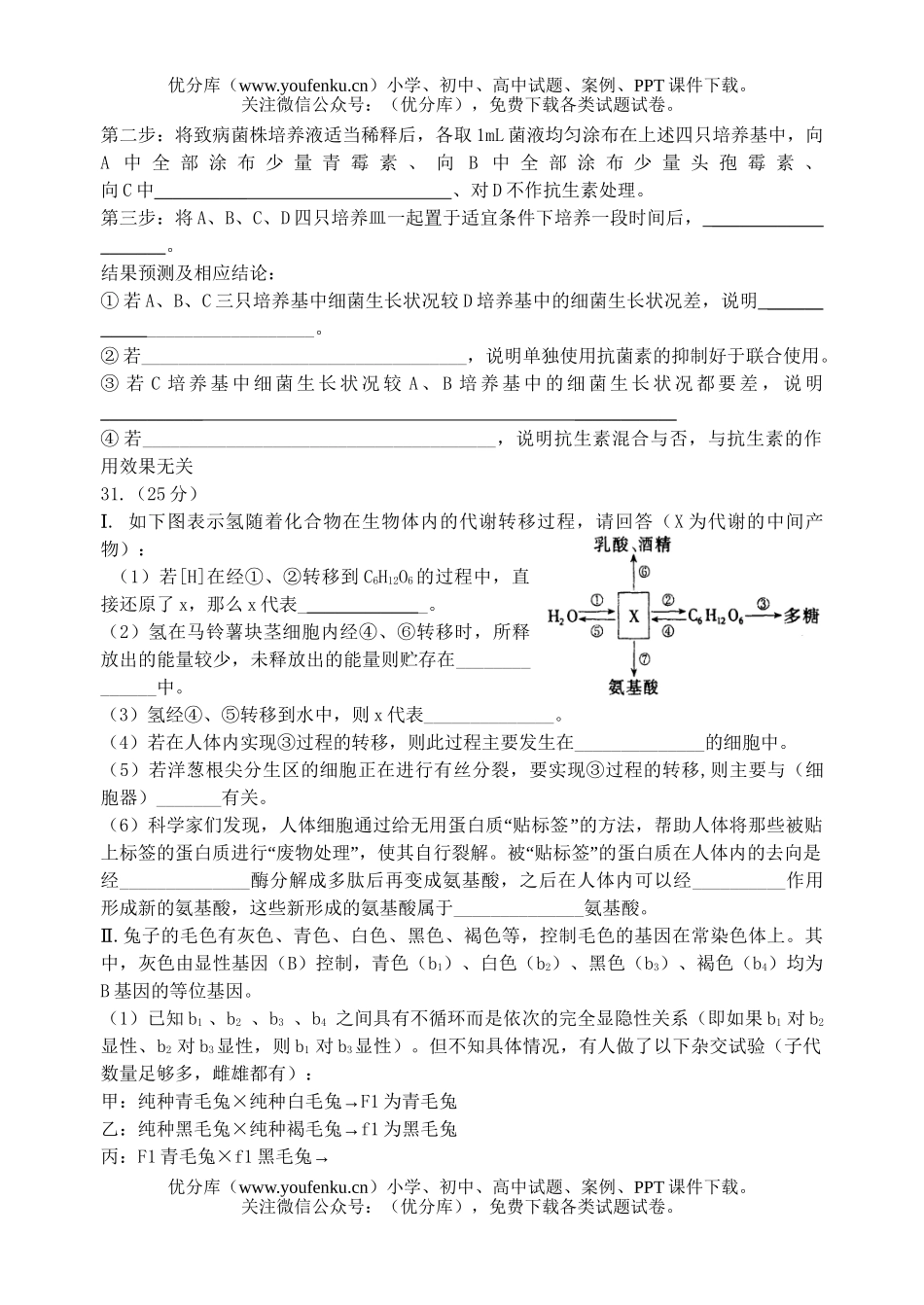 高中三年级生物08届理科综合第2次模拟试卷_第3页