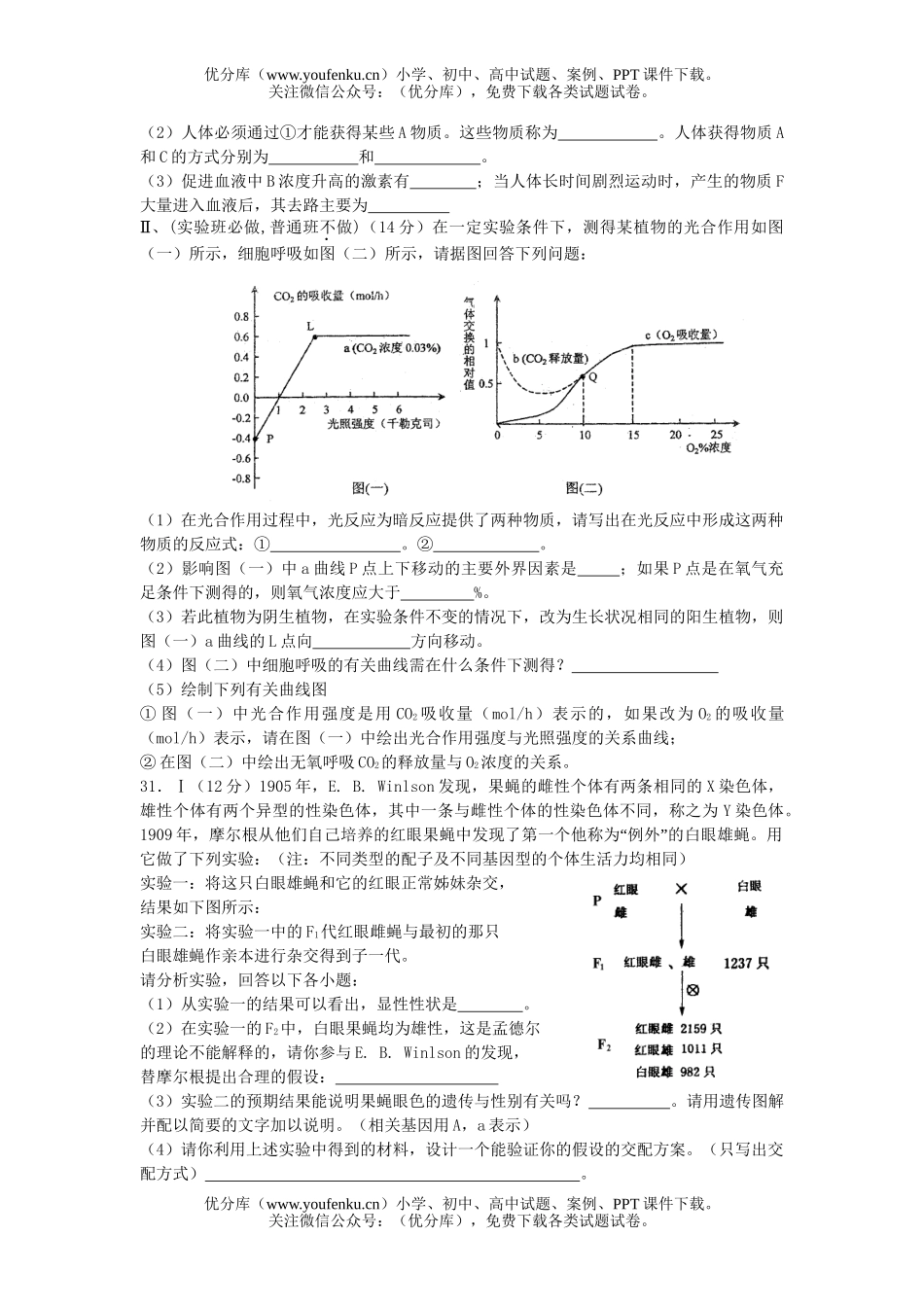 高中三年级生物08级十二月份月考测试卷_第2页