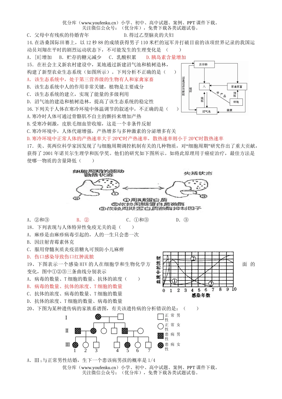 高中三年级生物08年模拟试卷_第3页
