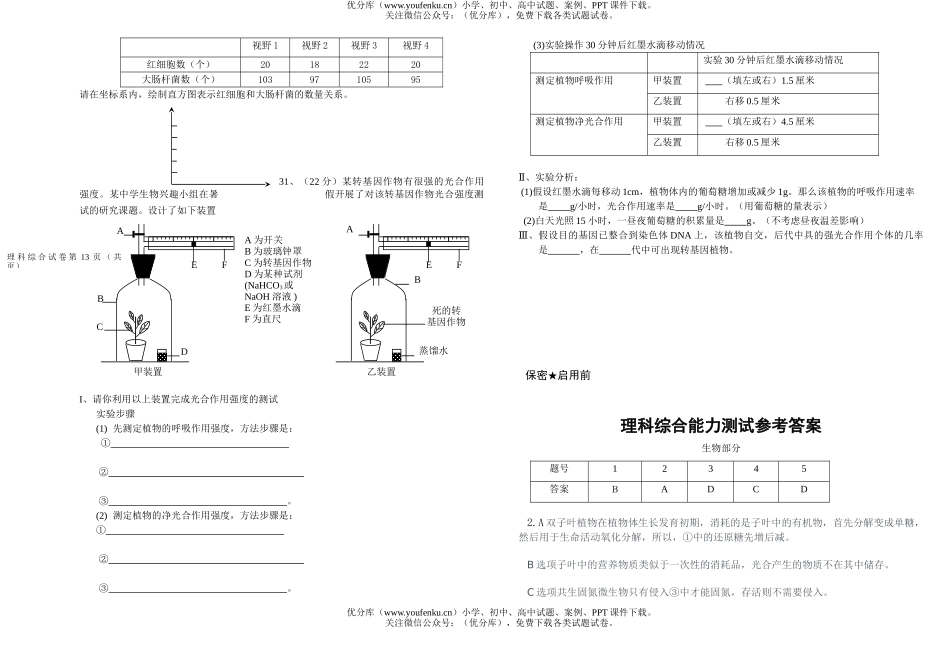 高中三年级生物级八校大联考测试卷_第2页