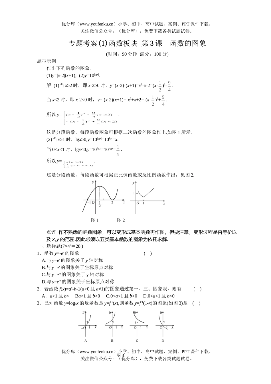 高考数学高考函数的图象测试卷_第1页