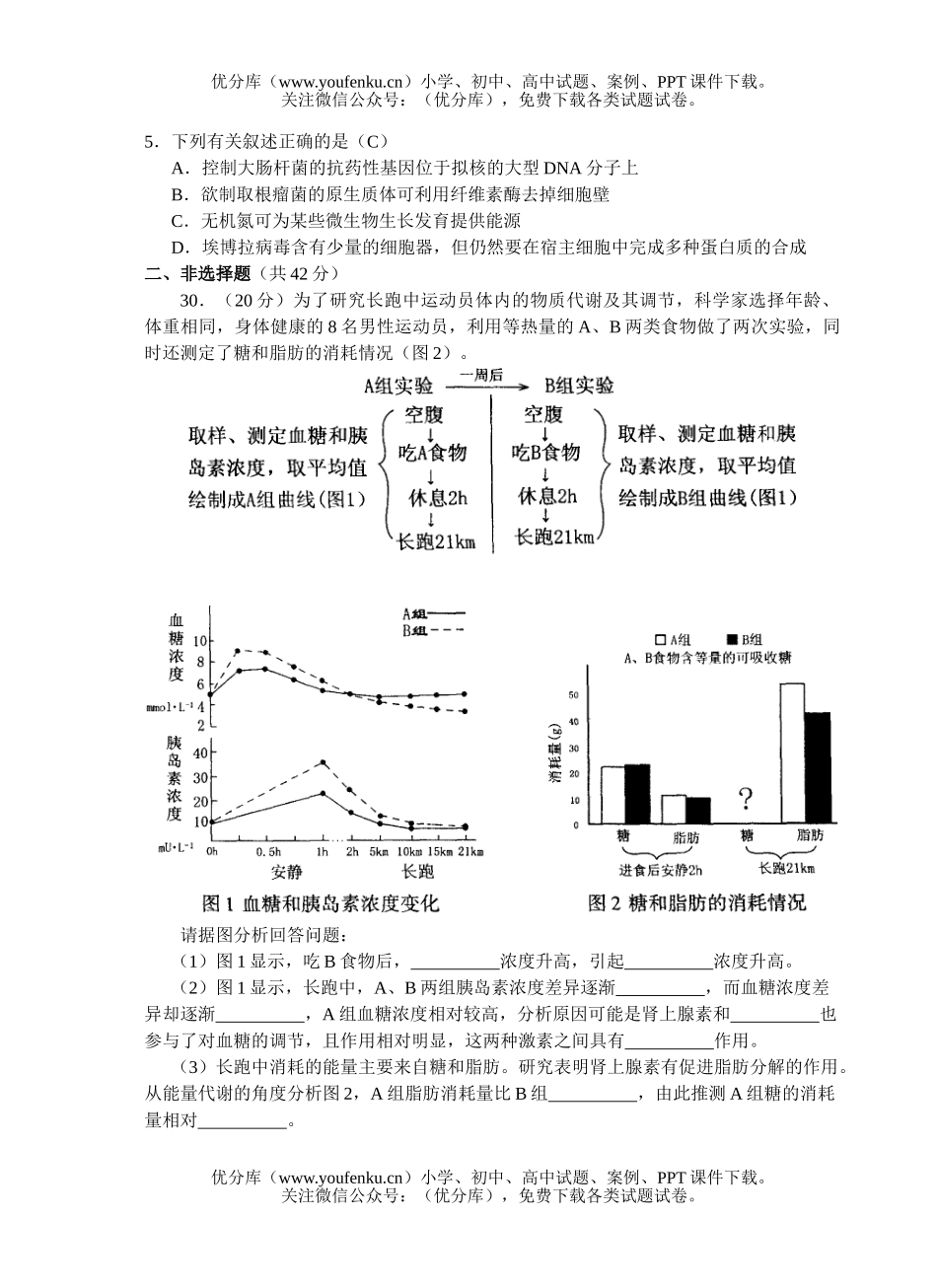高中三年级生物08级理综第二次高考适应性考试卷_第2页