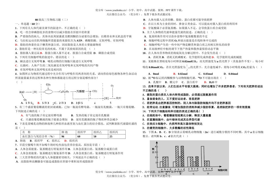 高中三年级生物08级练习题2试卷_第1页
