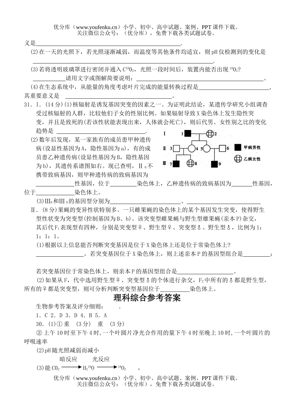 高中三年级生物08年毕业班总复习质量调研试卷_第3页