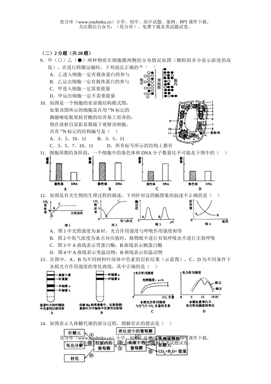 高中三年级生物第二学期生命联考1试卷_第2页