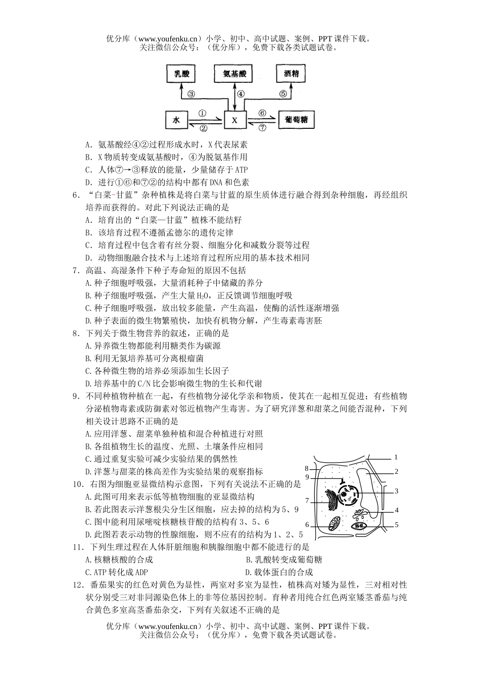 高中三年级生物08年高考预测稿件试卷_第2页
