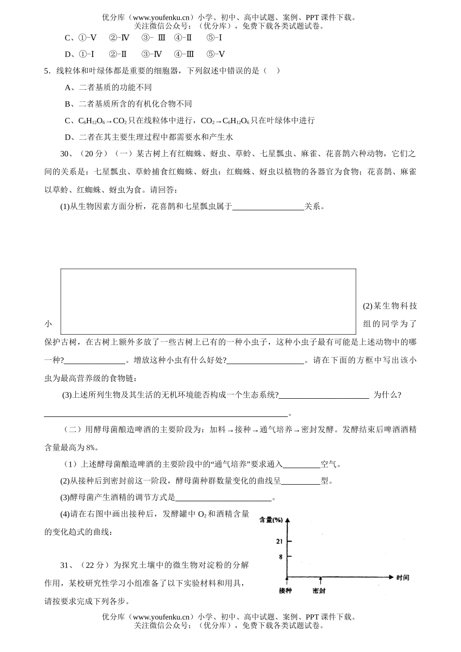 高中三年级生物08届高理综第二次联考试卷_第2页