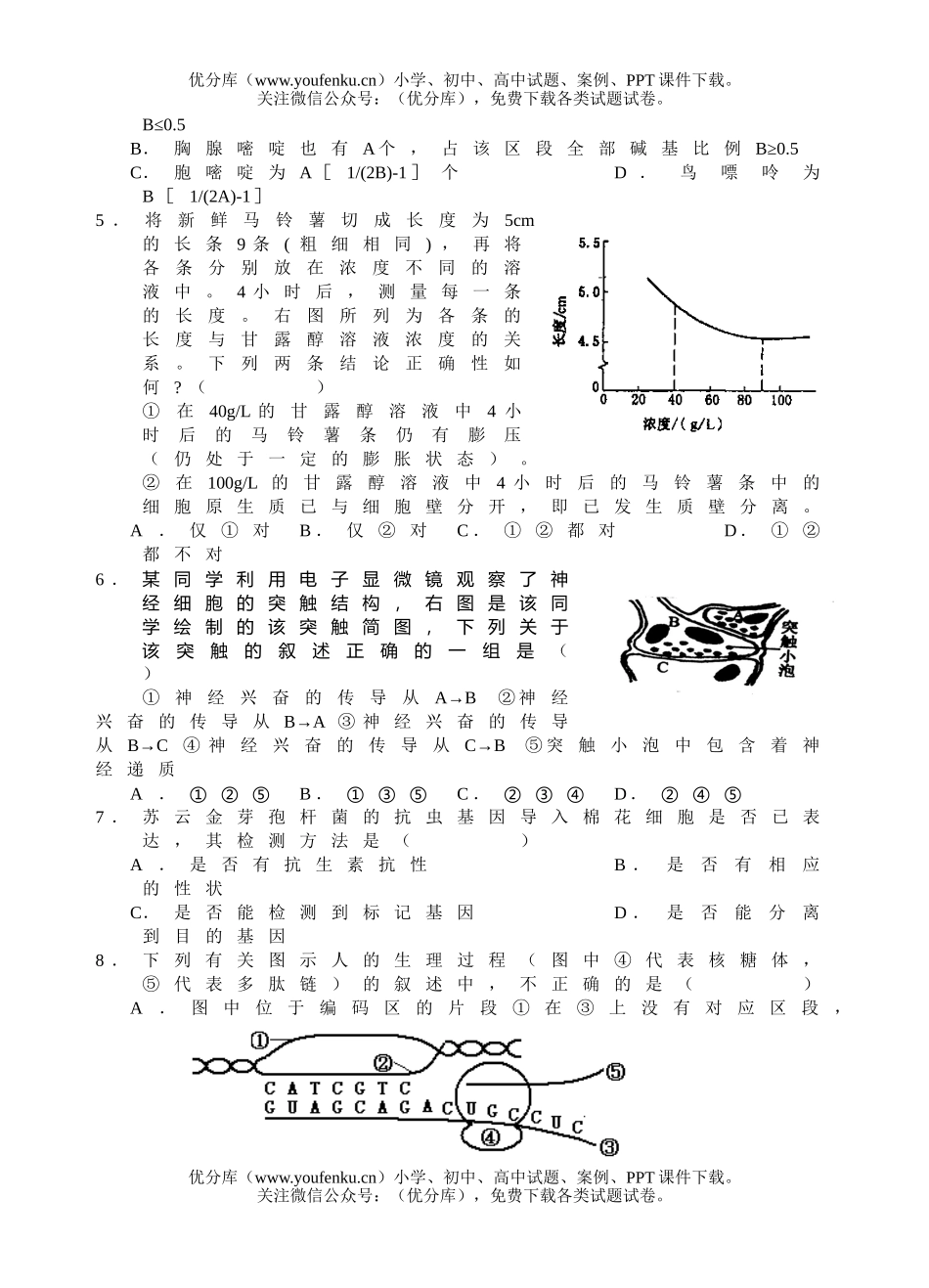 高中三年级生物08届第四次月考试卷_第2页