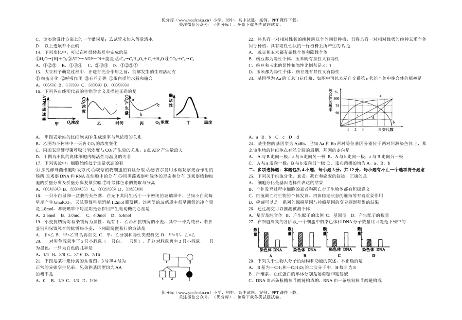 高中三年级生物08届第二次阶段检测试卷_第2页