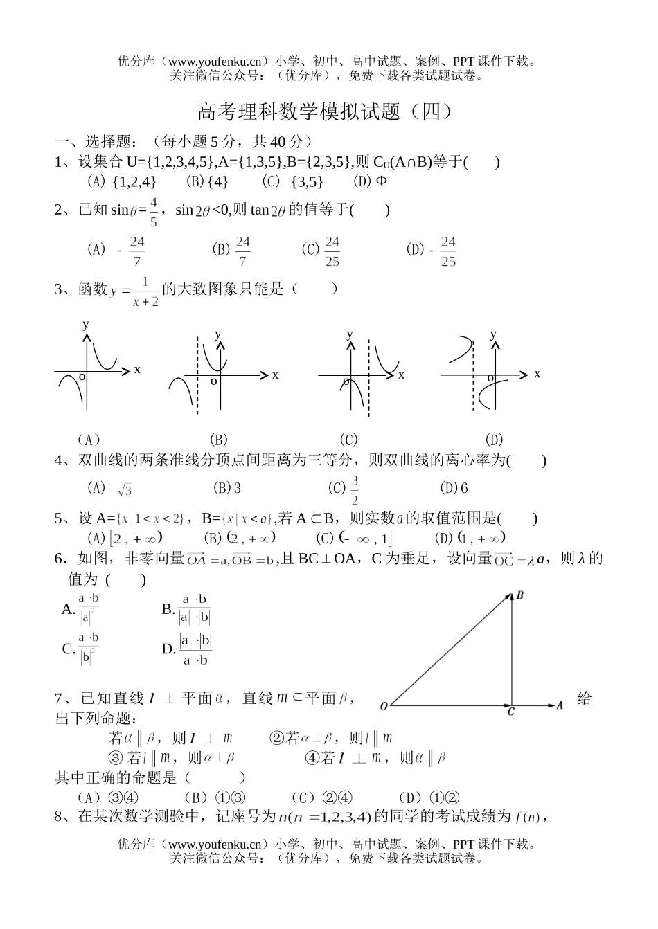 高考数学高考理科模拟试卷_第1页