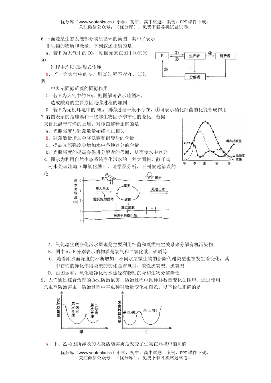 高中三年级生物08届进化与生态测试卷_第2页