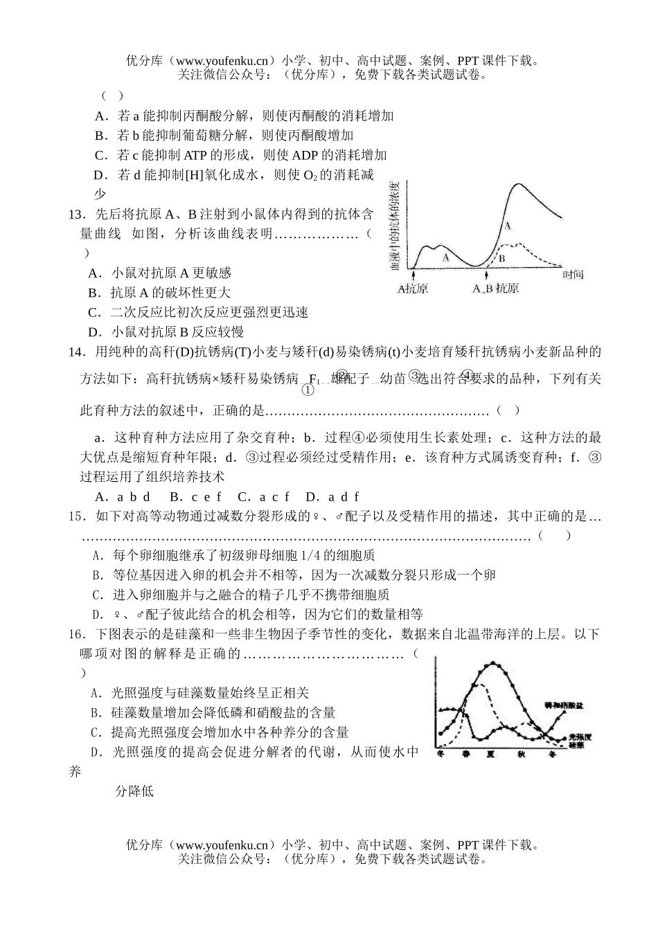 高中三年级生物08届高考综合检测题5试卷_第3页