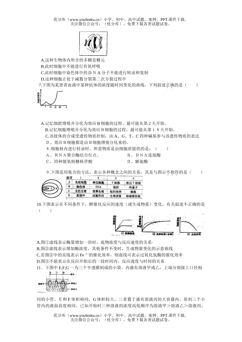 高中三年级生物08届毕业班第二次调研考试卷_第2页