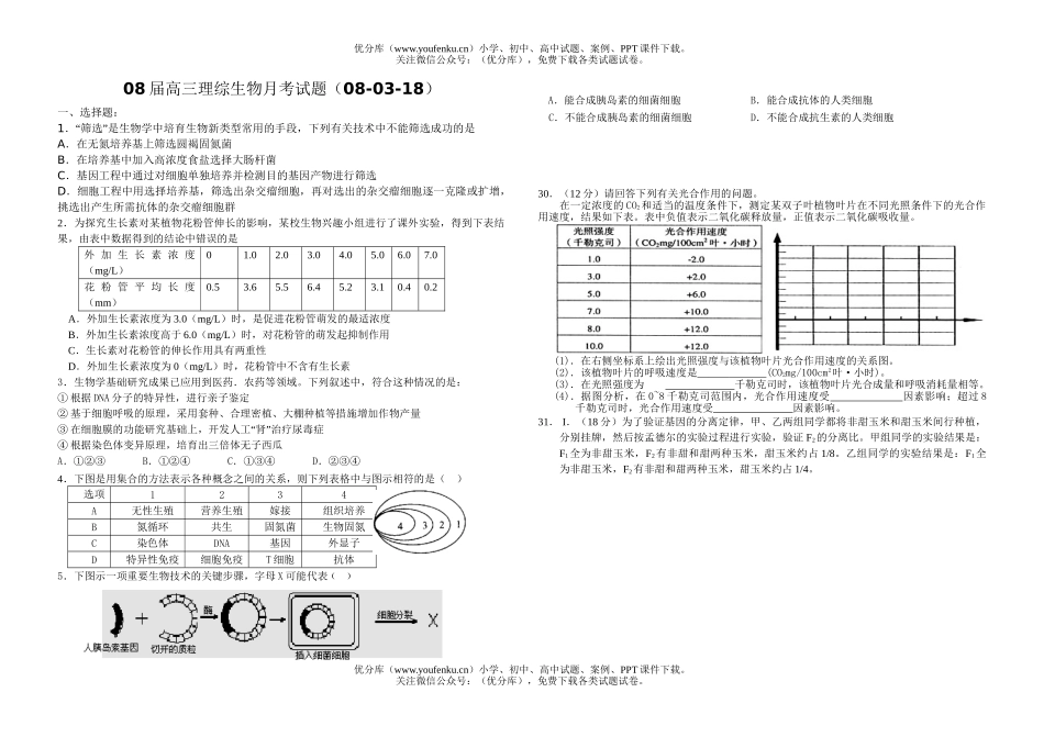 高中三年级生物08届理综月考试卷_第1页
