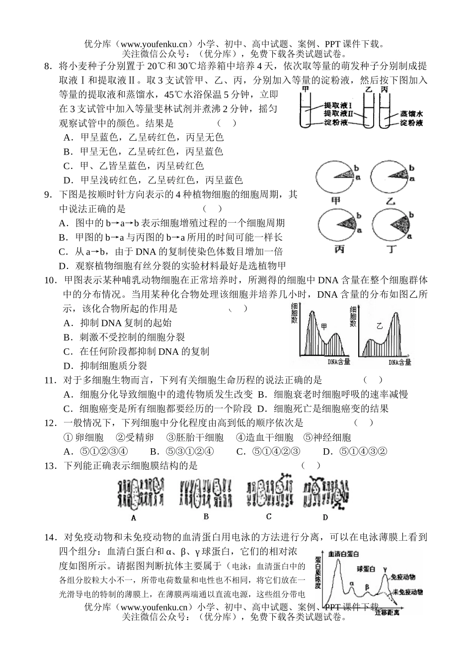 高中三年级生物上学期单元测试3试卷_第2页