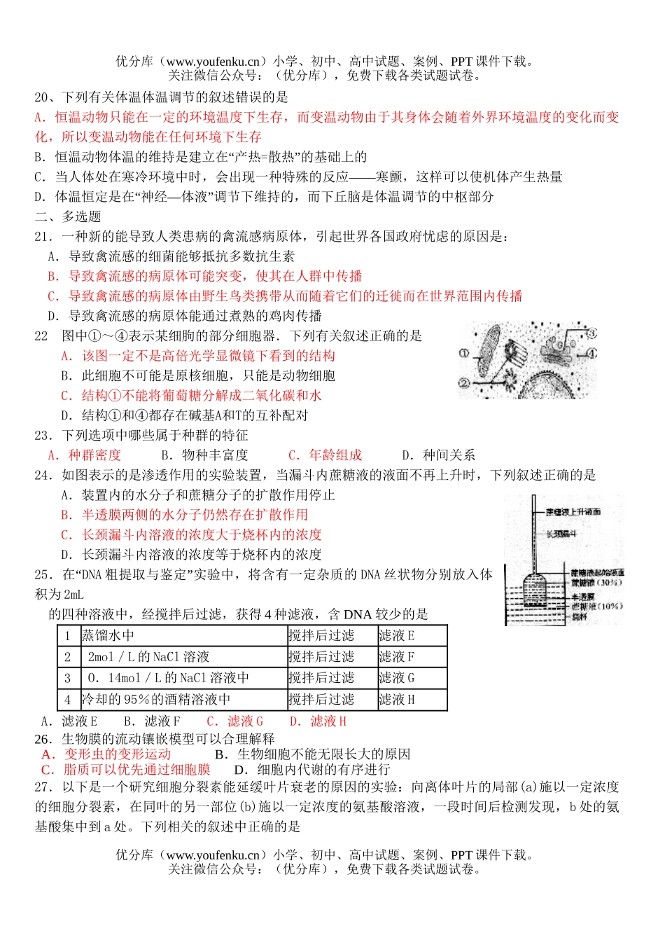 高中三年级生物08届仿真模拟练习2试卷_第3页