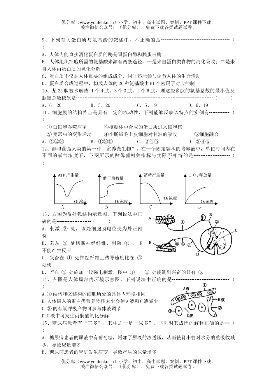 高中三年级生物08届第二学期质量调研试卷_第2页