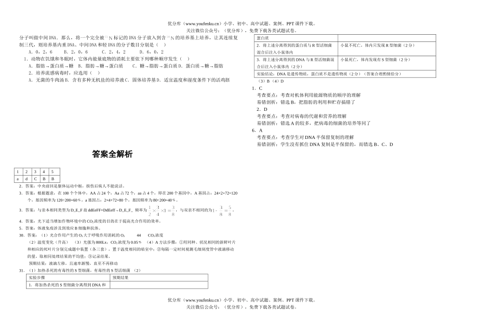 高中三年级生物08届限时训练题3试卷_第2页